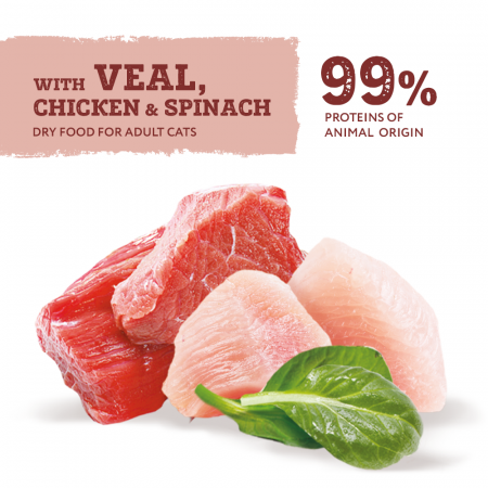 Optimeal Grain Free Hrana umeda pisici adulte - cu Vitel, gaina si spanac in sos, set 12*0,085kg [3]