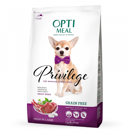 Produse pentru caini - Optimeal Grain Free Hrana uscata caini de talie mica - continut ridicat de miel, 4kg
