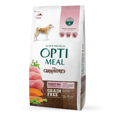 Produse pentru caini - Optimeal Grain Free Hrana uscata caini de toate rasele - Curcan si legume, 1,5kg