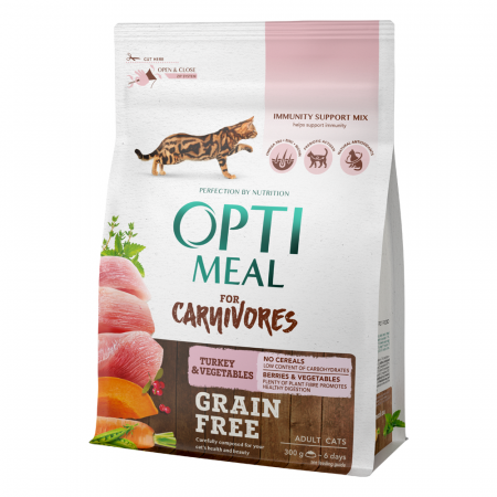 Hrana uscata - Optimeal Grain Free Hrana uscata pisici adulte - curcan si legume, 300g