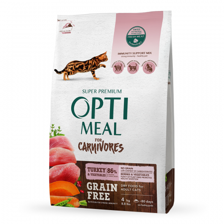 Produse pentru pisici - Optimeal Grain Free Hrana uscata pisici adulte - curcan si legume, 4kg
