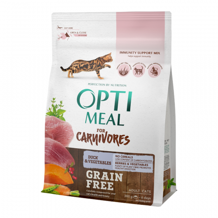 Produse pentru pisici - Optimeal Grain Free Hrana uscata pisici adulte - rata si legume, 300g