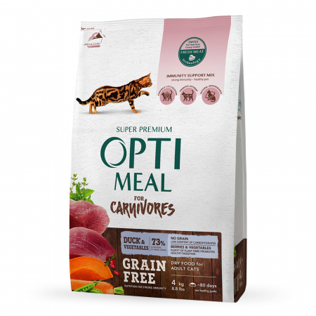 Produse pentru pisici - Optimeal Grain Free Hrana uscata pisici adulte - rata si legume, 4kg