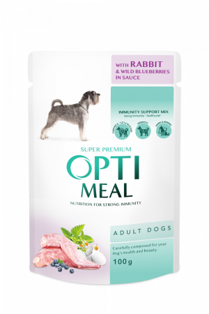 Hrana umeda - Optimeal Hrana umeda caini adulti, cu iepure si afine in sos 12x0,1 kg