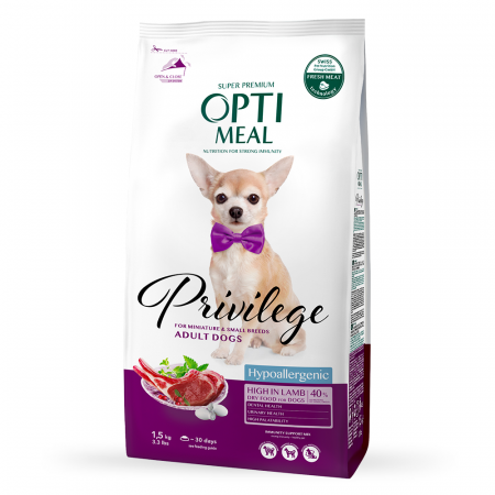 Produse pentru caini - Optimeal Hrana uscata hipoalergenica caini de talie mica - Miel si orez, 1,5kg