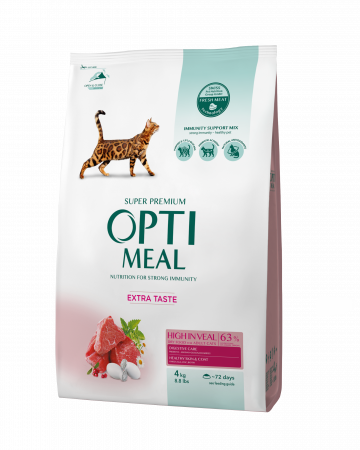 Produse pentru pisici - Optimeal, Hrana uscata pisici adulte, Vita, 4kg