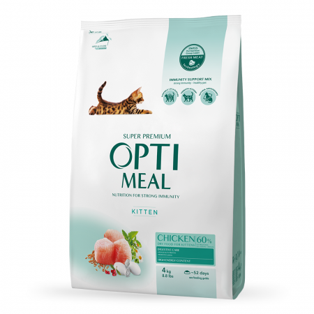 Produse pentru pisici - Optimeal, Hrana uscata pisoi (kitten), Pui, 4kg