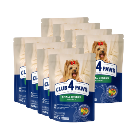 Hrana uscata - Pachet 8x900g, Club 4 Paws, cu rata – Hrana uscata caini de talie mica, 7.2kg