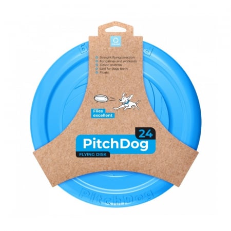 Jucarii caini - PitchDog 24, disc zburator pentru caini, albastru