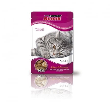 Produse pentru pisici - Plicuri hrana umeda vita in sos, Super Benek, 24x100g