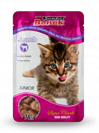 Produse pentru pisici - Plicuri hrana umeda miel in sos pentru pisoi, Super Benek, 24x100g