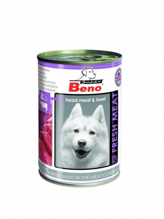 Hrana umeda - Conserva cu vita si cap de vita pentru caini, Super Beno