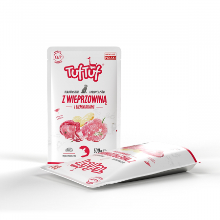 Hrana umeda - Tuf Tuf, Hrana umeda pentru caini, porc si cartofi, 500g