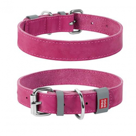 Produse pentru caini - Waudog Classic, Zgarda caini, din piele, roz, XS