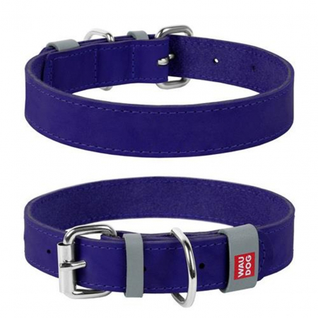 Produse pentru caini - Waudog Classic, Zgarda caini, din piele, mov,L