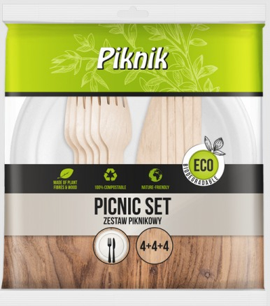 Set ECO Picnic biodegradabil 3 x 4 (4 x farfurie + cutit + furculita) [1]