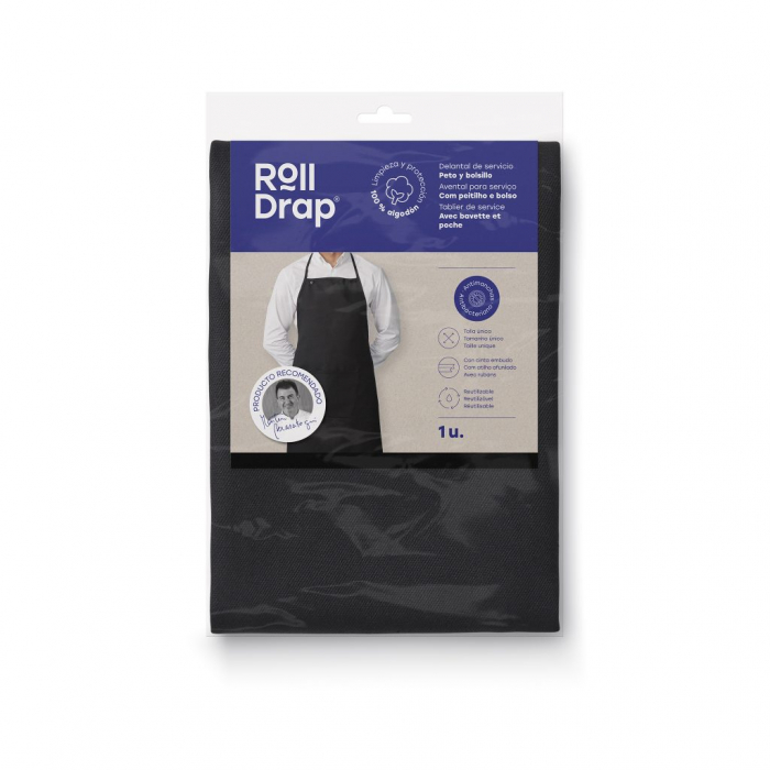 Sort cu pieptar si buzunar,negru,Roll Drap [1]