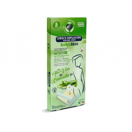Cosmetice & Ingrijire Personala - Benzi depilatoare bikini body ,aloe vera&musetel,8buc/cut