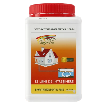 Eco Confort - Bioactivator pentru fose septice, 54 doze, tratament 12 luni