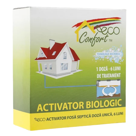 Eco Confort - Eco Confort Activator biologic pentru fose septice, o doza unica, tratament 6 luni, 500g