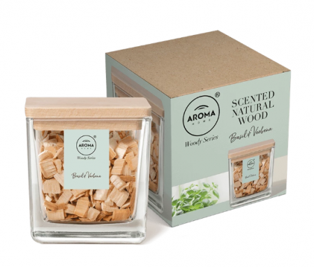 Odorizanti cu bete de ratan si lumanari parfumate - Lemn odorizant, Basil&Verbena, 70g, Woody, Aroma Home