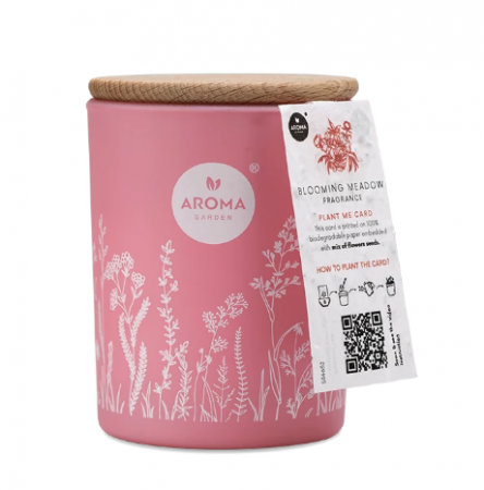 Odorizanti cu bete de ratan si lumanari parfumate - Lumanare parfumata Blooming Meadow, 150g,  Fresh Garden, Arome Home