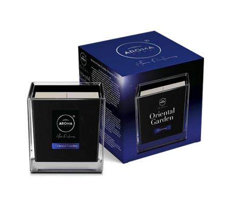 Odorizanti cu bete de ratan si lumanari parfumate - Lumanare parfumata, Oriental Garden, 155g, Black Square, Aroma Home