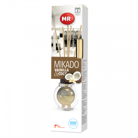 OdorBlock Neutralizatori miros - Mikado Odorizant camera cu bete de ratan-Vanilie si cocos 20ml