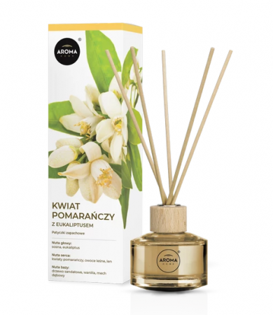 Odorizanti cu bete de ratan si lumanari parfumate - Odorizant cu bete de ratan, Orange&Eucalyptus, 50ml, Aroma Home Basic