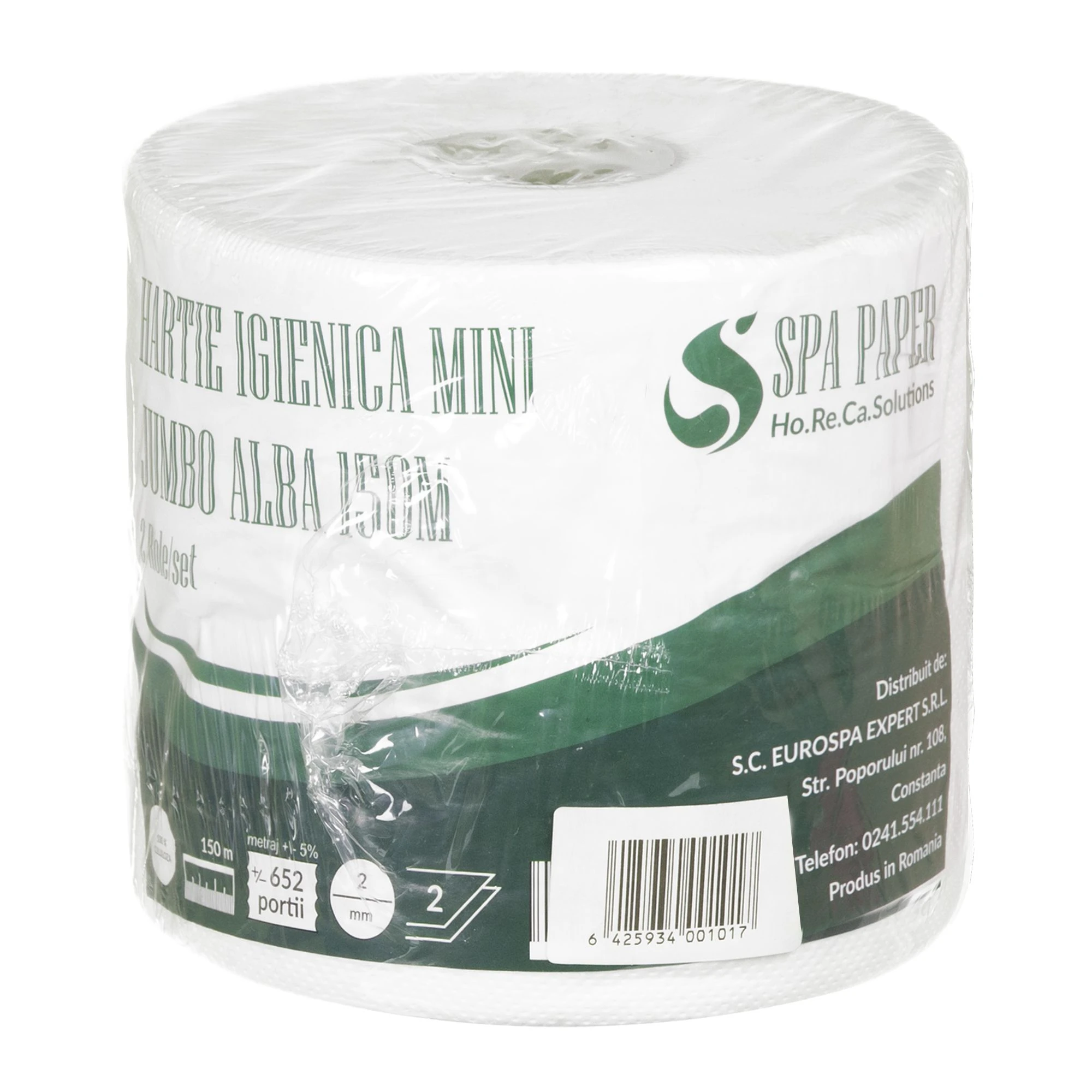 Dispensere hartie igienica si consumabile - Pachet 2 role hartie igienica mini jumbo, Spa Paper,alba,150l/rola
