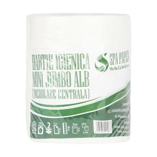 Dispensere hartie igienica si consumabile - Pachet 2 role hartie igienica mini jumbo, Spa Paper,alba 90 ml/rola