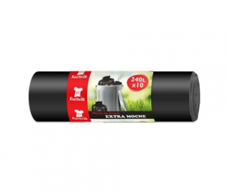 Saci si manusi menaj, folii alimentare si hartie de copt - Saci menajeri, 240l, negri,10 buc, super rezistenti