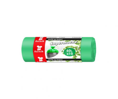 Saci si manusi menaj, folii alimentare si hartie de copt - Saci menajeri,60l, verde,10 buc,super rezistenti