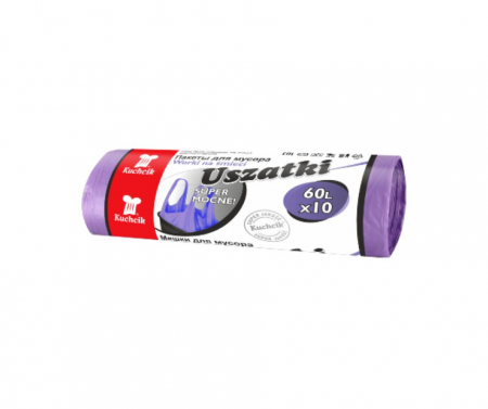Saci si manusi menaj, folii alimentare si hartie de copt - Saci menajeri, 60l, violet,10 buc,tip sacosa cu manere