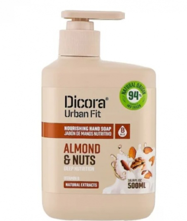 Sapun lichid,solid , spuma si sare de baie - Sapun lichid cu Vitamina B, lapte de migdale si esenta de nuci, 500ml