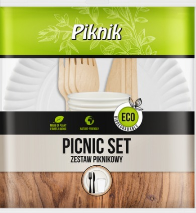Camping,gradina si zone de exterior - Set ECO Picnic biodegradabil 4 x 4 (farfurie + pahar + cutit + furculita)
