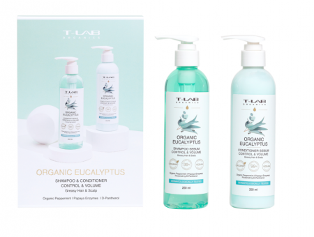 Sampon,balsam,masti si tratamente pentru par - Set ingrijire par Sampon 250ml+Balsam 250ml cu extract de eucalipt pentru parul si scalpul gras