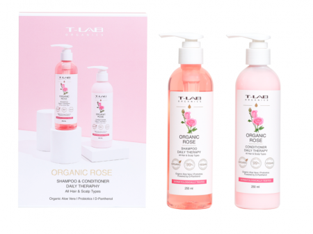 Sampon,balsam,masti si tratamente pentru par - Set ingrijire par Sampon 250ml+Balsam 250ml cu extract de trandafir pentru toate tipurile de par si scalp