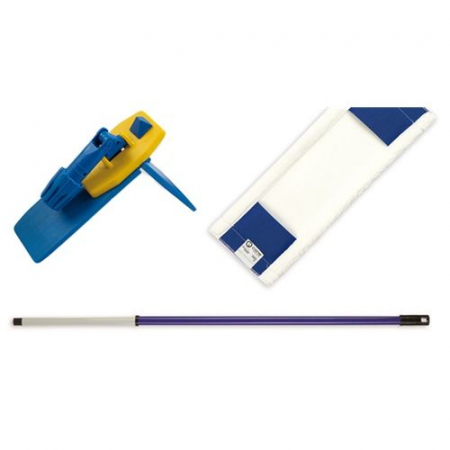 Set mop de microfibra,45x15cm(cu buzunare) + coada metalica telescopica 1,5m