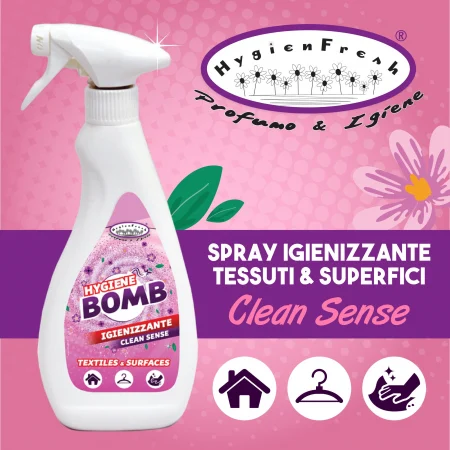 DETERGENTI RUFE SI INTRETINERE TEXTILE - Spray igienizant parfumat pentru ambient si tesaturi Clean Sense, 500ml
