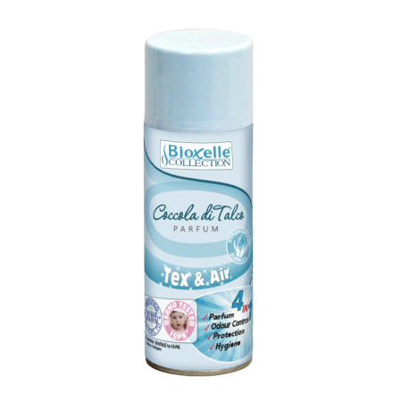 Neutralizare miros si odorizare textile,masini de spalat ,uscatoare rufe - Spray pentru tesaturi si ambiental hipoalergenic, Talc Bioxelle, 400ml