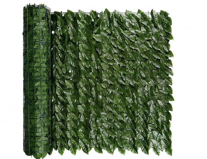 Set Rulou Artificial de Gard Viu din PE Anti-UV, 300x100 cm, Frunze Verde Inchis