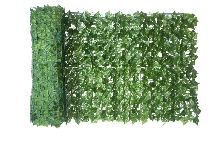 Gard artificial cu frunze Iedera  Verde Densă (860 Frunze), exterior verde deschis, panou gard textil si plastic PE, 300x100 cm, protecție UV, decor interior/exterior [5]