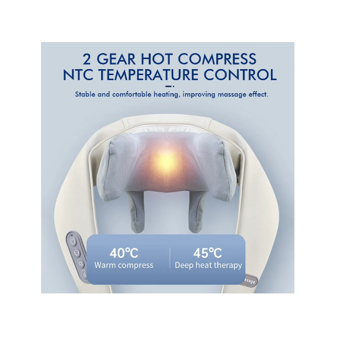 Aparat de Masaj Cervical cu Acumulator, Incalizre, 4 Moduri de Rotatie, pentru Umar, Spate, Incalzire, Masaj Muscular Relaxare, Framantare 5D [2]