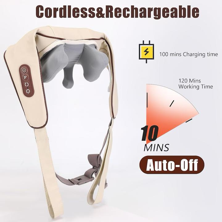 Aparat profesional masaj cervical și corporal, vibromasaj, căldură terapeutică, 3 intensități, 2 moduri, silentios, pentru gat, spate, umeri, picioare, abdomen [2]