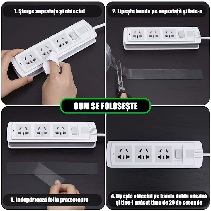 Bandă adezivă siliconică transparentă, rezistentă la apă, reutilizabilă, 3cm x 5m, multifuncțională [5]