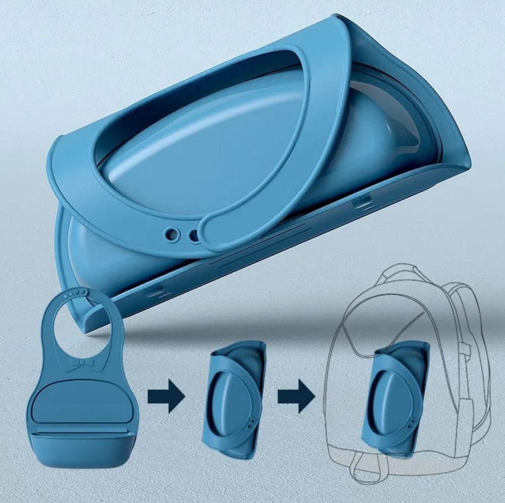 Bavetica din Silicon pentru bebelusi cu buzunar, compartimentat, galben, furculita inclusa [3]