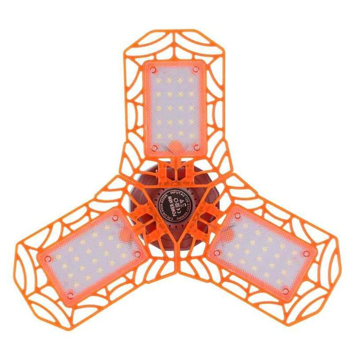 Bec LED Garage Light 4000 lm, lumina rece, 72 LED, 3 clape flexibile, clesti incarcare, carcasa portocalie [3]