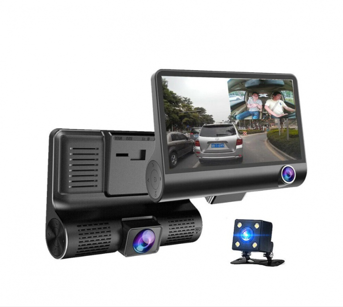 Camera de bord (dubla) DVR 1920 x 1080, 25FPS Full HD 4 inch, senzor G, vedere nocturna, unghi de filmare 170 °, 3 lentile [2]