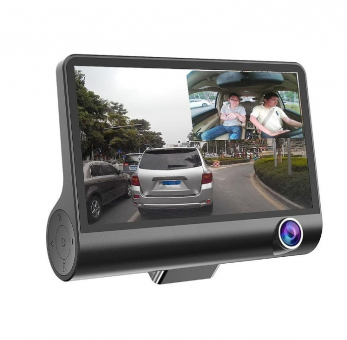 Camera de bord (dubla) DVR 1920 x 1080, 25FPS Full HD 4 inch, senzor G, vedere nocturna, unghi de filmare 170 °, 3 lentile [1]